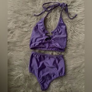 Lavender Halter Bikini Set - High Waist Two-Piece
